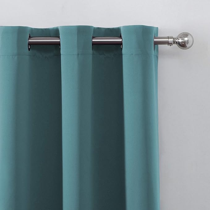 LEMOMO Sea Teal Thermal Blackout Curtains/38 x 54 Inch/Set of 2 Panels Room Darkening Curtains for Bedroom