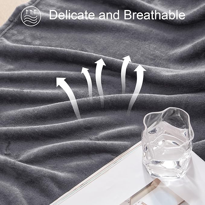Exclusivo Mezcla Fleece Blanket Twin Size for Bed, Super Soft and Warm, All Season, Cozy, Plush, Lightweight, 90x66 Inches, Dark Grey