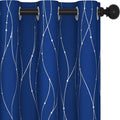 Deconovo Blackout Curtains, 38 x 84 Inch Drapes for Living Room with Wave Dots Silver Print, Soundproof Thermal Insulated Window Curtain for Bedroom Nursery, Set of 2, Machine Washable, Royal Blue