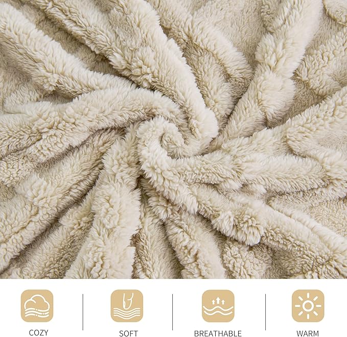 Aganear Blanket Queen Size - Fuzzy Cozy Soft Blanket for Couch, Sofa, Bed, Office, Decorative Present for All Seasons, Portable Throw Blankets for Couch, Sofa, Bed(90"x90", Khaki)