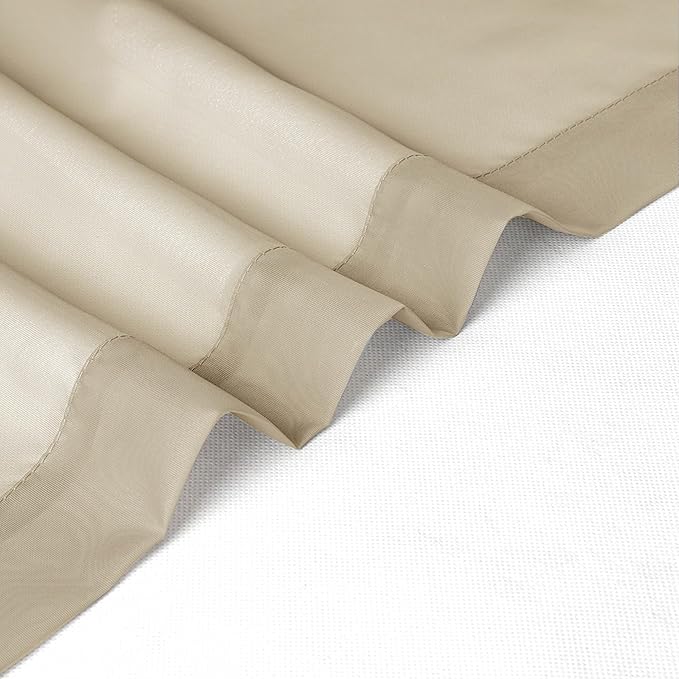 Chyhomenyc Taupe Sheer Curtains 30 inch Length 2 Panels, Light Filtering Voile Rod Pocket Short Window Curtians for Bathroom Living Room Farmhouse Small Windows, 42Wx30L inches