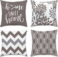 Hexagram Geometric Grey Pillow Covers 16x16 Set of 4, Decorative Outdoor Boho Modern Throw Pillow Covers, Home Sweet Home Farmhouse Cushion Case for Couch Sofa Bedroom Indoor Decor(No Insert)
