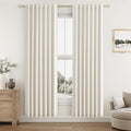 Guken Cream 100% Blackout Curtains 78 Inch Length 2 Panels Set for Living Room Bedroom Back Tab Thermal Insulated Black Out Linen Drapes Room Darkening Window Curtains