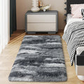 Soft Runner Rugs for Bedroom Hallways, 2x4 Abstract Grey Fluffy Shag Throw Area Rug Non Slip for Bedside Dorm, Long Shaggy Furry Carpet for Nursery Living Room