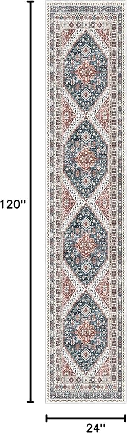 Madane Runner Rugs for Hallway 2x10 Long Washable Non-Slip Hallway Runner Rug Low-Pile Stair Kitchen Runner Throw Carpet for Entrance Living Dining Laundry Room (Navy Blue, 2 x 10)