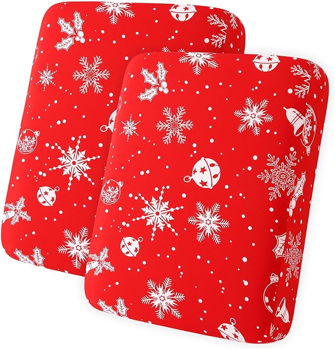 hyha Printed Couch Cushion Covers, Floral Sofa Covers Washable for 2 Cushion Couch, Stretch Pattern Outdoor Cushion Covers for Patio Furniture with Elastic Bottom(2 Packs, Snowflake Bell)