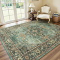 Lofus 5x7 Area Rugs for Living Room, Washable Area Rug, Rugs for Bedroom, Kitchen, Vintage Boho Carpet, Soft Non-Slip, Low Pile Large Area Rug for Office Dining Room, Green