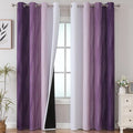 Estelar Textiler Ombre Blackout Curtains 102 Inches Long 2 Panels Set, Purple and Greyish White Thermal Insulated Drapes for Bedroom, Full Room Darkening Grommet Curtains for Living Room, 52Wx102L