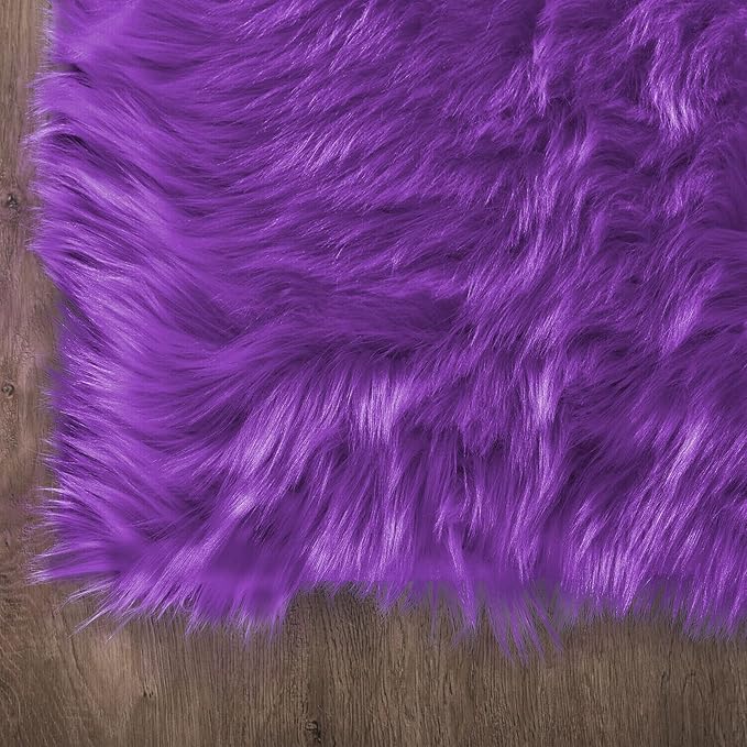 Latepis Purple Round Rugs 4ft Faux Fur Fluffy Shag Rug Machine Washable Sheepskin Rugs Shaggy Plush Soft Cute Carpet for Living Room Bedroom
