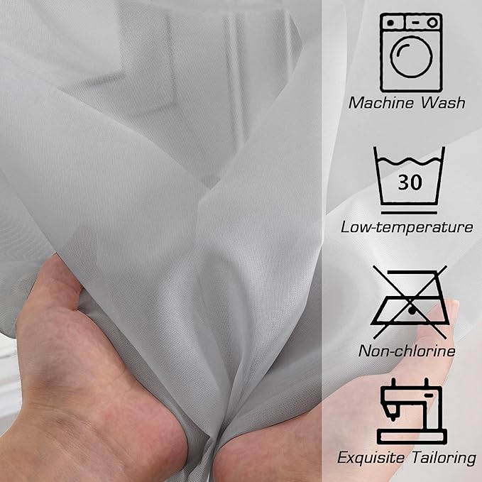 OWENIE Light Grey Sheer Curtains 78 inches Long 2 Panels Set for Bedroom Living Room, Soft Solid Living Room Sheer Curtain, Rod Pocket Light Filtering Farmhouse Curtains, 2 Pcs Each 42“ W x 78" L