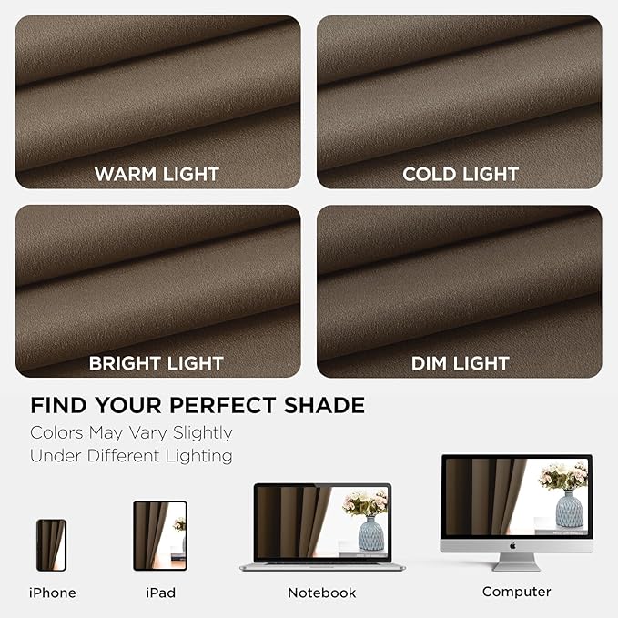 Joydeco Blackout Curtains 54 Inch Length 2 Panels Set, Thermal Insulated Long Curtains& Drapes 2 Burg, Room Darkening Grommet Drapes for Living Room Bedroom Window (W52 x L54 Inch, Khaki)