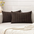MIULEE Pack of 2 Corduroy Decorative Lumbar Throw Pillow Covers 20x12 Inch Soft Boho Striped Pillow Covers Modern Farmhouse Home Decor for Sofa Living Room Couch Bed Dark Brown