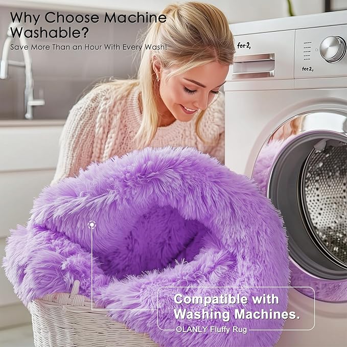 OLANLY 2x5 Machine Washable Runner Rugs for Hallway, Soft Fluffy Shaggy Bedside Rugs for Bedroom, Living Room, Indoor Floor Carpet for Kids Girls and Boys, Nursery Rooms, Home Decor Aesthetic, Purple