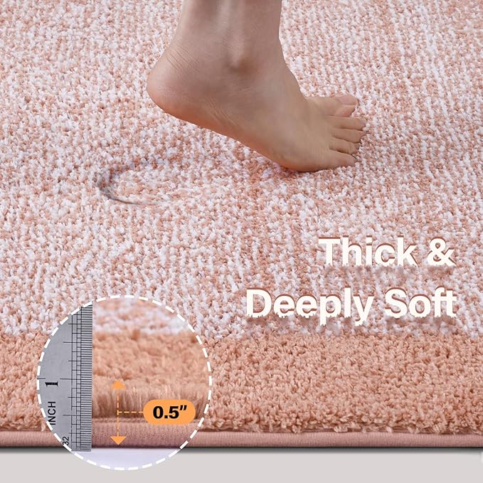 Bathroom Rugs 30x20 Non Slip Washable, Pink Bath Mat for Bathroom Floor Tub, Soft Absorbent Quick Dry Mats for Shower, Bathtub,Home Decor