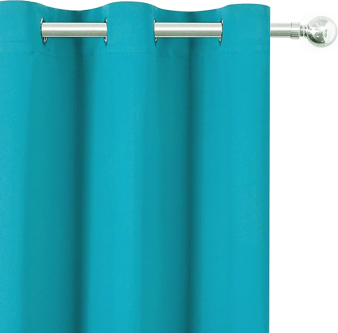 LEMOMO Blackout Curtains 66 x 95 inch/Teal Curtains Set of 2 Panels/Thermal Insulated Room Darkening Bedroom Curtains
