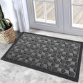 Bulijojo Sturdy Front Entrance Doormats,Durable Heavy Duty Welcome Mat,Thick Absorbent Natural Rubber Non Slip Mat,Easy Clean Entryway Mat 17"x30" Geometric Grey