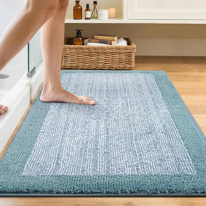 48x32 Large Bathroom Rugs Washable Non Slip, Dusty Blue Bath Mat for Bathroom Floor Tub, Soft Absorbent Quick Dry Mats for Shower, Bathtub,Home Decor
