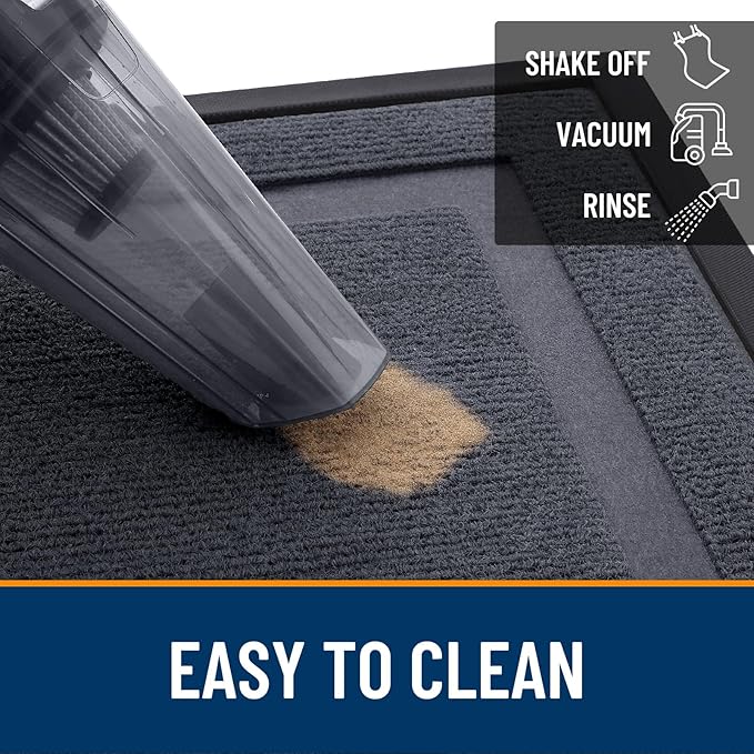 OLANLY Front Door Mat Indoor Outdoor Entrance, Waterproof All-Season, All-Weather Doormat, Sturdy Natural Rubber, Fade Resistant, Low Profile, Easy Clean Patio Porch Entryway Mat, 33x21, Light Grey