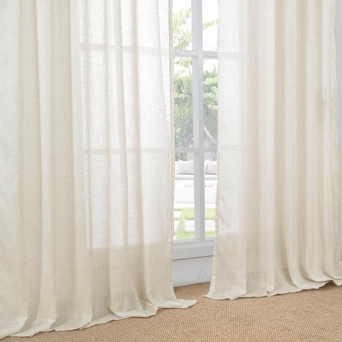 Curtain Panels in Light Beige Linen Blend, 2 Pack, Light-Filtering
