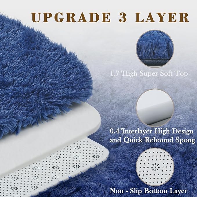 3x5 Rug, Bedside Preppy Dorm Area Rug, College Essentials Small Carpets for Bedroom, Anti Slip Living Room Rugs Home Decor (Royal Blue, 3 x 5)