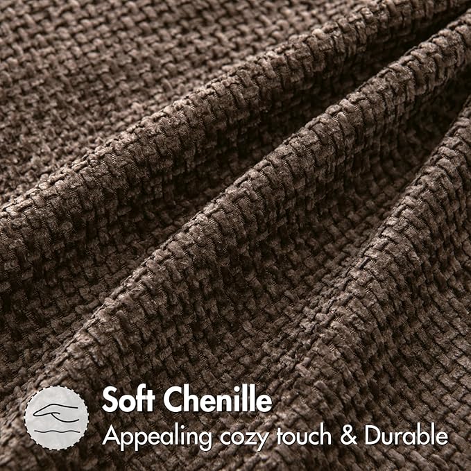 MIULEE Pack of 2 Couch Throw Pillow Covers 20x20 Inch Neutral Dark Brown Boho Accent Decorative Pillow Covers Soft Chenille Farmhouse Cushion Covers for Home Decor Bed Sofa Living Room