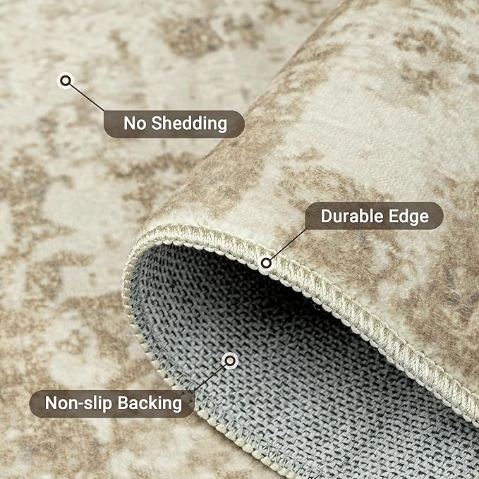 LEPEII 5x7 Area Rugs, Rugs for Living Room, Indoor Non-Slip Washable Rug for Bedroom, Dining Room, Low Pile Home Decor Neutral Area Rug
