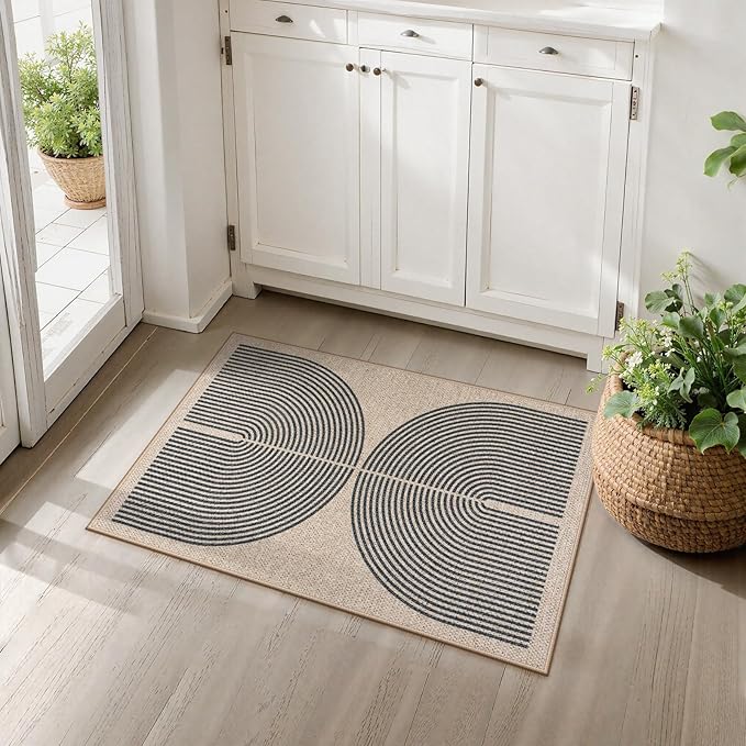 Lahome Enfys Rainbow Easy Jute Rug, 20"x32" Front Door Welcome Mat Non Slip Entry Way Rugs Indoor, Farmhouse Nature Washable Non Shedding Low Pile Floor Carpet for Porch