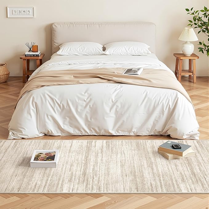 2x6 Runner Rug Non Slip for Entryway, Washable Runners for Kitchen, Soft Thin Hallway Rug for Bedroom, Laundry, Small Stain Resistant Indoor Door Mat(2'x6', Brown/Beige)