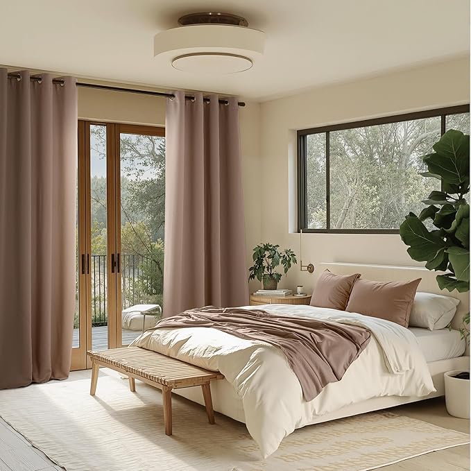 NICETOWN Cappuccino Grommet Drapes - Thermal Insulated Window Treatments for Living Room, Yard, Office, Flat, Hall - Heavy-Duty Construction, 2 Panels, W52 x L95