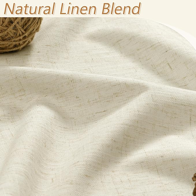 Guken 100% Blackout Curtains 80 Inch Length 2 Panels Set for Living Room Bedroom Back Tab Thermal Insulated Black Out Linen Drapes Room Darkening Window Curtains 80 Inches Long,Warm Beige