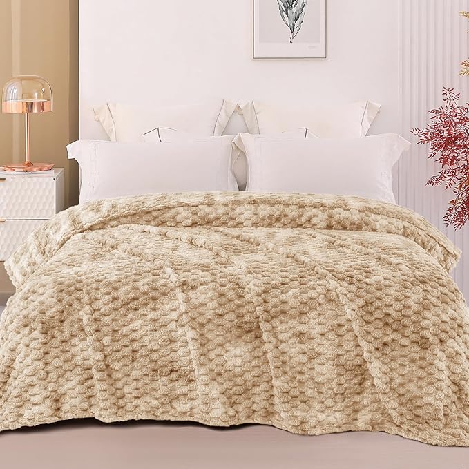 Exclusivo Mezcla Fleece Twin Blanket for Bed, Extra Large Fuzzy Tie-dye Camel Bed Blankets, Soft Cozy Plush Sofa Throws for All Seasons, 90x66 Inches