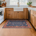 Washable Kitchen Rugs, 3x4 Area Rug for Large Entryway Indoor, Kitchen Mat, Small Rug for Living Room - Stain Resistant Non Skid Non Slip Rubber Backing, Boho Aethestic Décor (3x4 Navy Blue)