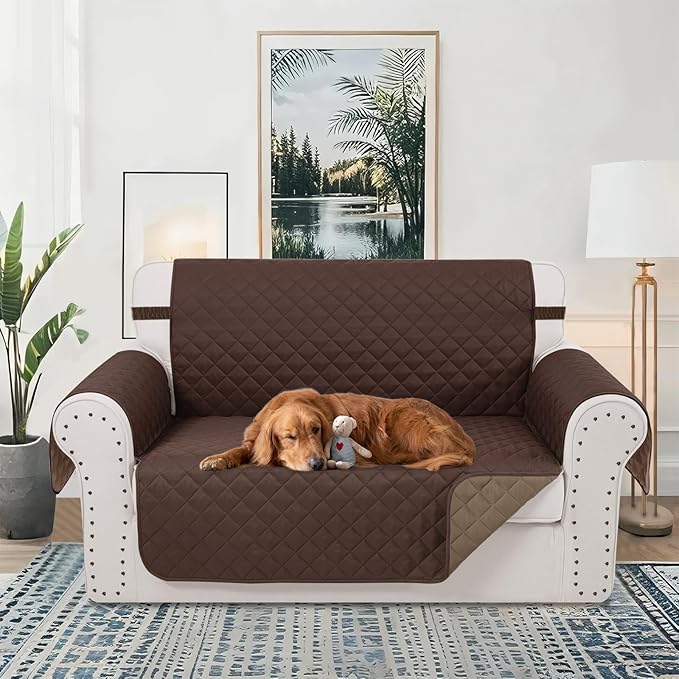 Reversible Loveseat Sofa Covers Couch Cover Furniture Protector(Loveseat,Chocolate/Taupe)