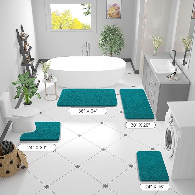 OLANLY Bathroom Rugs 44x24, Extra Soft Absorbent Chenille Bath Rugs, Rubber - Image 2
