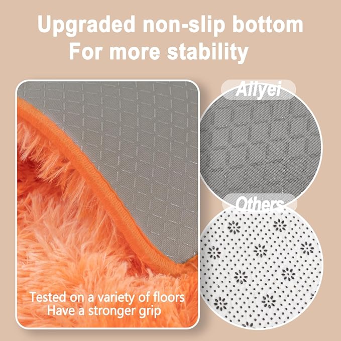 Soft Runner Rugs for Bedroom Hallways, 2x6 Tie-Dyed Orange Fluffy Shag Throw Area Rug Non Slip for Bedside Dorm, Long Shaggy Furry Carpet for Nursery Living Room