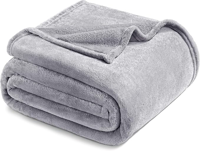 Exclusivo Mezcla Fleece Blanket Twin Size for Bed, Super Soft and Warm, All Season, Cozy, Plush, Lightweight, 60x80 Inches Light Grey