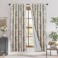 jinchan Blackout Floral Curtains for Living Room Bedroom Linen Blend Curtain Farmhouse Black Printed with Lined Back Tab Rod Pocket Drapes Window Treatments 2 Panels 72 Inch