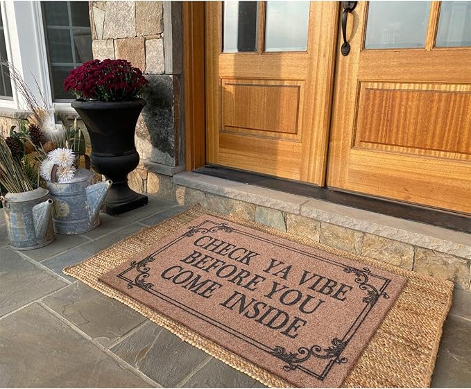 Front Door Indoor Outdoor Entrance Doormat Brown Rubber Welcome Door Mat Come Inside This House Doormat Anti Slip Easy to Clean Corridor Patio Entry Mat 36" x 24"