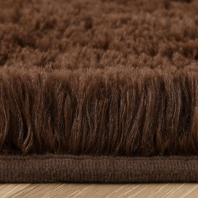 Chicrug Soft Runner Rug for Bedroom Living Room Plush Fluffy Rug 2x10 Feet, Shag Furry Runner Carpet Non Shedding for Nursery Children Kids Girls Room Home Decorative, Coffee