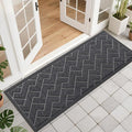 OLANLY Front Door Mat Indoor Outdoor Entrance, Waterproof All-Season, All-Weather Doormat, Sturdy Natural Rubber, Low Profile, Easy Clean Patio Porch Entryway Mat, Herringbone Brick (Grey, 47x17)