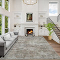 8x10 Area Rugs Washable Rug: Modern Abstract Living Room Rug Soft Anti-Skid Thin Carpet Indoor Floor Non-Shedding Carpets for Bedroom Dining Room Farmhouse Nursery Home Office Brown Black