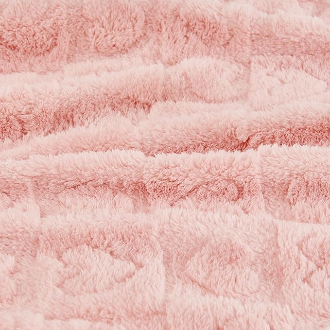 Yurhap Fleece Baby Blanket Heart Checkered Blanket, Ultra Soft Cozy Baby Blankets for Girls Boys, Fluffy Infant Toddler Newborn Receiving Blankets for Crib Stroller 30”×40” (Light Pink)