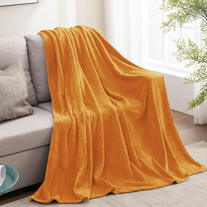 BEDELITE Burnt Orange Throw Blankets for Couch & Bed, 300GSM Luxury Plush Cozy Fleece Blanket 50" x 60", Super Soft Lightweight Fall Blanket for Travel Camping
