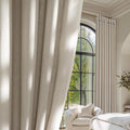 NICETOWN Cocoa Cream Linen Curtains for Living Room, Grommet Thick Flax Semi Sheer Window Treatments Privacy Assured with Light Filtering Drapes for Bedroom, W55 x L96, 2 Panels