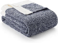 Snuggle Sac Super Soft & Reversible Heather Navy Throw - Oversized Cozy Knit Blanket for Bed, Sofa, Living Room, Twin Size (60x80 Inches)