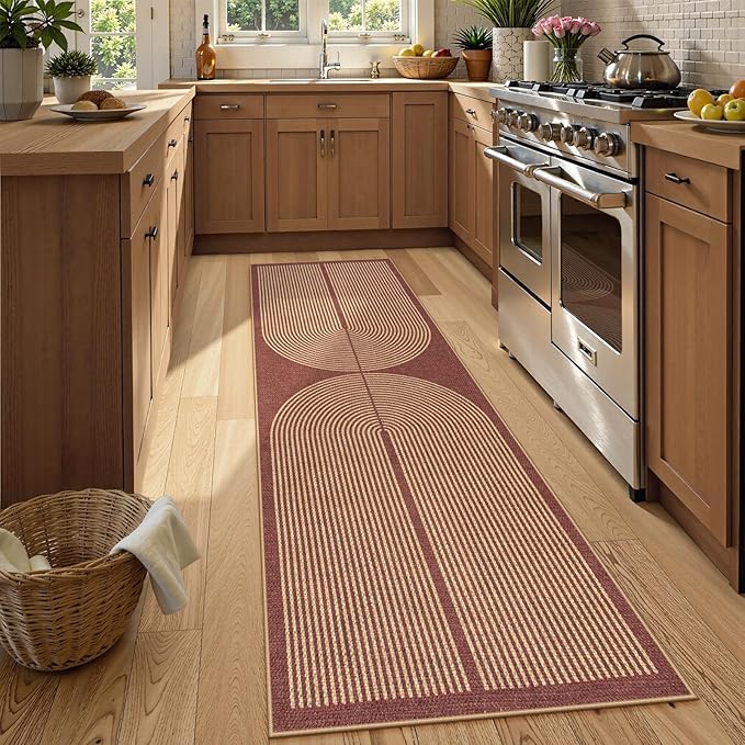 Lahome Enfys Modern Rainbow Easy Jute Entryway Runner Rug, Washable Indoor Outdoor Carpet Runners for Hallway 8ft, Farmhouse Non Slip Non Shedding Kitchen Mats for Floor Porch Laundry Room
