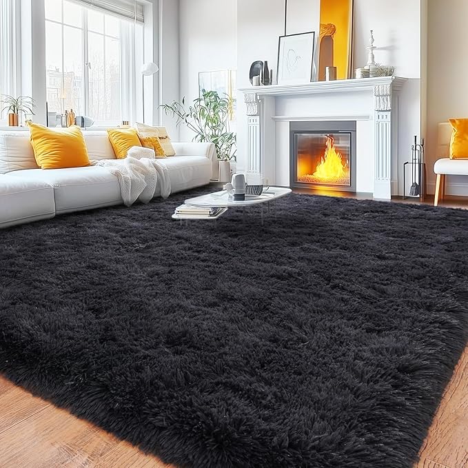 Rugs for Living Room 6x9, Soft Shaggy Modern Shag Area Rug for Bedroom, Upgrade Non-Slip Plush Fluffy Carpet for Kids Boys Girls Room Home Decor Aesthetic, Charcoal Gray
