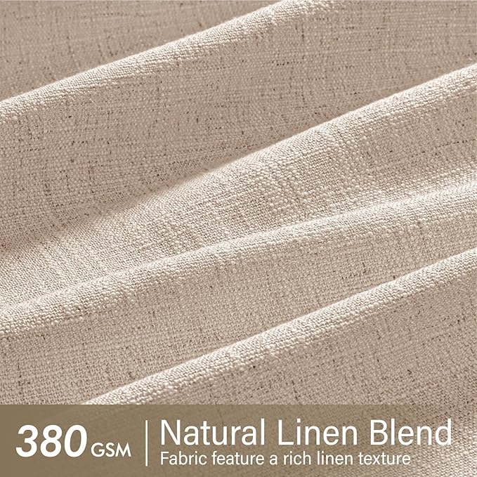 MIULEE Pinch Pleated Thick Linen Curtains 108 Inches Length 2 Panels for Living Room Bedroom, Extra Long Memory Trained Pinch Pleat Drapes Light Filtering Sand Beige Foor to Ceiling Curtains