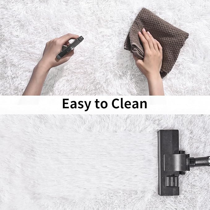 Soft Runner Rugs for Bedroom Hallways, 2x4 White Fluffy Shag Throw Area Rug Non Slip for Bedside Dorm, Long Shaggy Furry Carpet for Nursery Living Room