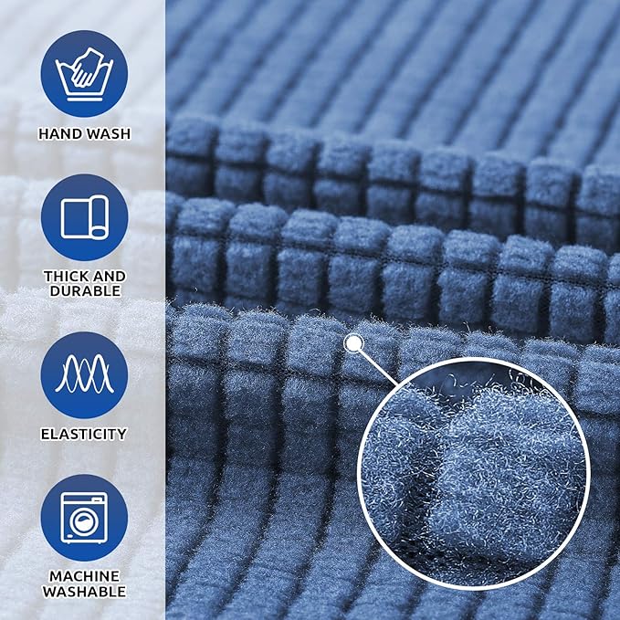 KEKUOU Stretch Single Sofa Slipcover 1 Piece Couch Sofa Cover (31"-55") Furniture Protector 1 Seater Sofa with Elastic Bottom for Kids,Pet.Jacquard Small Checked Pattern Fabric(Small,Riverside)